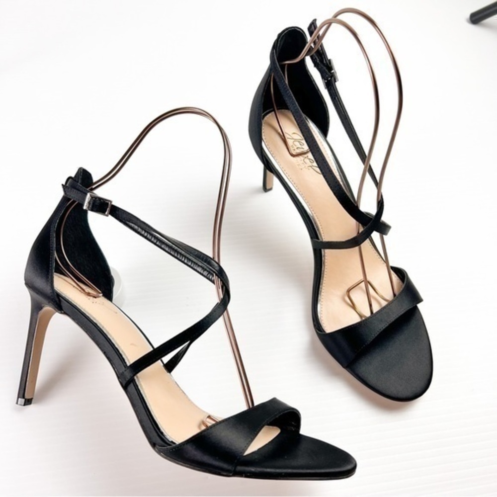 Jewel Badgley Mischka Black Strappy Stiletto Heels
